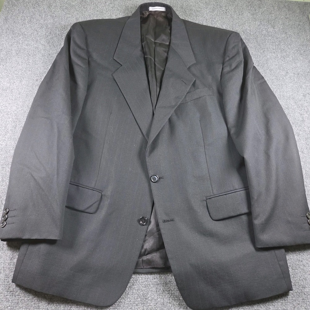 VTG Yves Saint Laurent Blazer Mens 44R Black Pinstripe 2 Button Wool Jacket